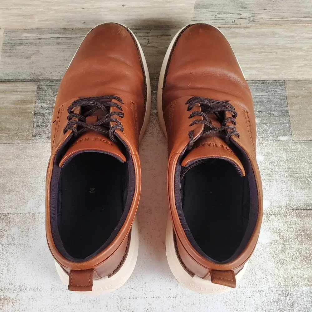 Cole Haan Grand+ Ultra Oxford Shoes Mens Sz 11 M British Tan Ivory Leather Lace